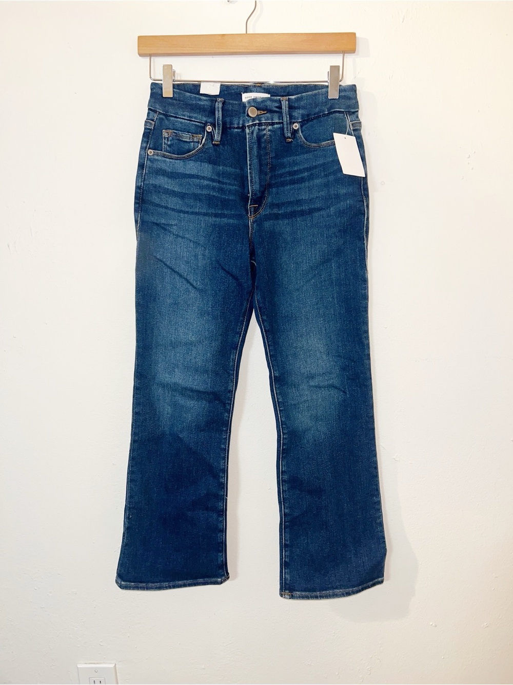 Good American Classic High-Rise Dark Blue Women's Boot Crop Jeans